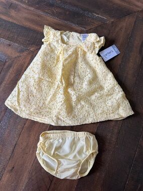 NWT Carter's Yellow Lace Dress with Matching Bloomers